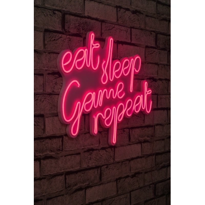 Dekorativní LED osvětlení EAT SLEEP GAME REPEAT růžová