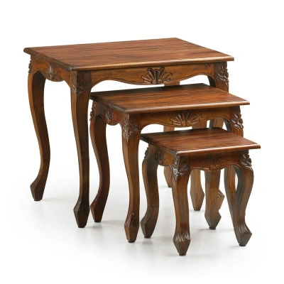 Estila Luxusní sada tří rustikálních konferenčních stolků M-Vintage z masivního dřeva