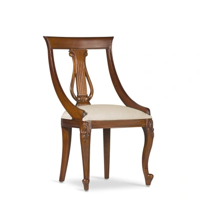 Estila Rustikální luxusní židle M-VINTAGE z masivu hnědé barvy s béžovým potahem 90cm