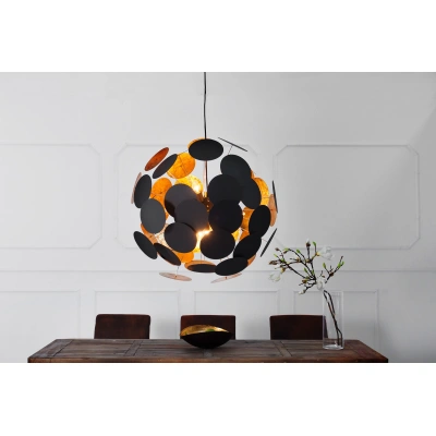 Estila Designová elegantní závěsná lampa Infinity černo-zlatá