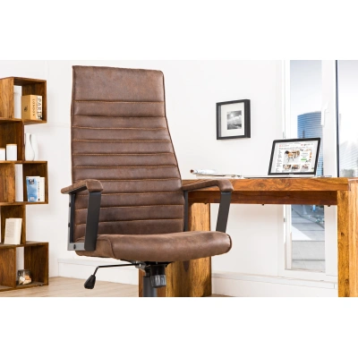 Estila Kancelářská židle Lazio high hnědá vintage