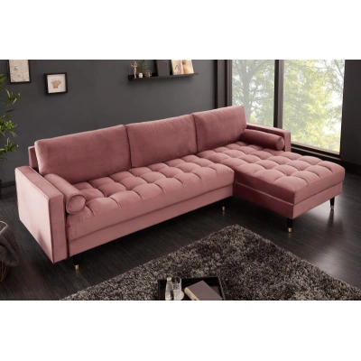 Estila Moderní růžová sedačka Velluto s nožičkami v luxusním Art-deco stylu 260cm