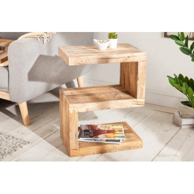 Estila Industriální příruční stolek Mango natur z masivního dřeva 60cm