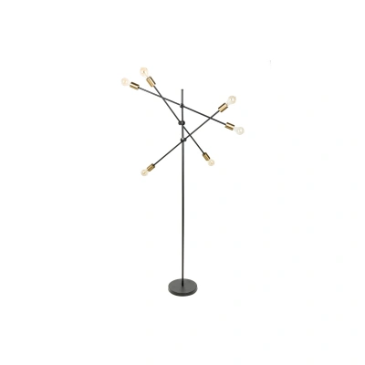 Estila Moderní černo-zlatá stojací lampa Elke s otočnými rameny 163cm