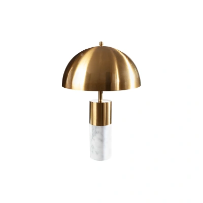Estila Art-deco luxusní stolní lampa Jaspeado s mramorovou podstavou a zlatým stínítkem 52cm