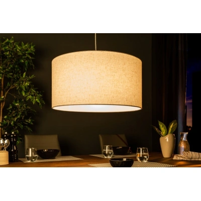Estila Designová kulatá závěsná lampa Cherire 50cm světle šedá
