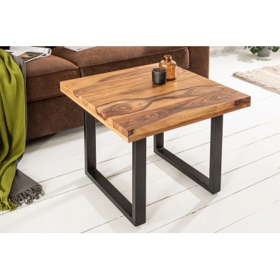 Estila Industriální designový konferenční stolek Steele Craft ze dřeva Sheesham čtvercového tvaru 60cm