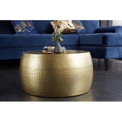 Estila Orientální konferenční stolek Hammerblow Orient 60cm ve zlaté barvě