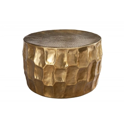 Estila Orientální zlatý konferenční stolek Siliguri v zaobleném tvaru 68cm