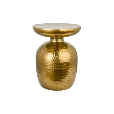 Estila Orientální kulatý příruční stolek Siliguri v zlatém provedení s kladívkovým povrchem 36cm