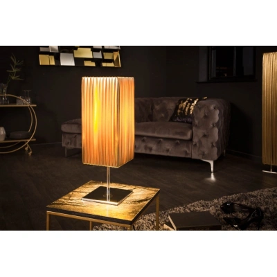 Estila Moderní stolní lampa Paris s látkovým stínítkem zlaté barvy 43cm