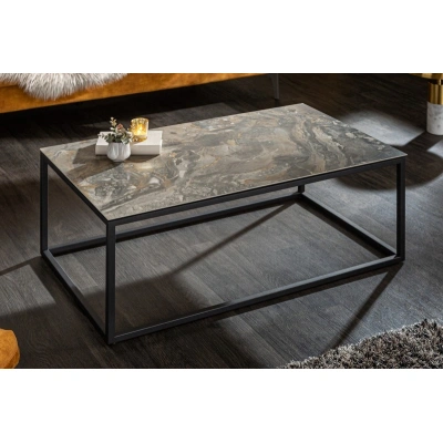 Estila Industriální konferenční stolek Collabor s keramickou deskou s mramorovým efektem 100cm