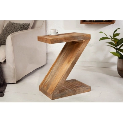 Estila Industriální příruční stolek ZET z masivního mangového dřeva 60cm