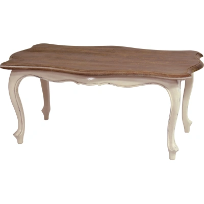 Estila Konferenční stolek Antoinette v luxusním provence stylu s vanilkovým nátěrem na masivním mahagonovém dřevě 115cm
