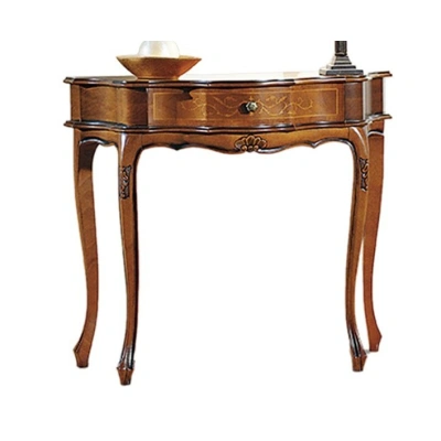 Estila Rustikální luxusní konzolový stolek Clasica z masivního dřeva hnědé barvy s ornamentálním zdobením 88cm
