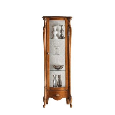 Estila Rustikální luxusní vitrína Pasiones z masivního dřeva se čtyřmi poličkami a šuplíkem 183cm