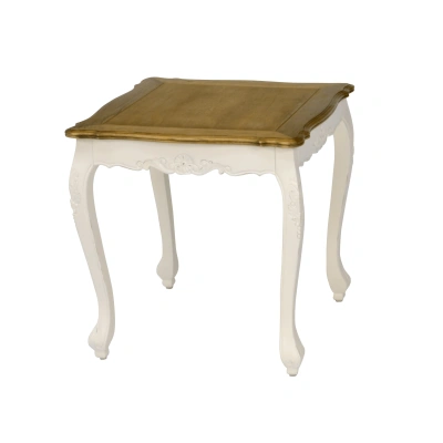 Estila Provence příruční stolek Preciosa ve smetanově bílém barvě s hnědou vrchní deskou 60cm