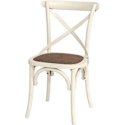 Estila Provence masivní bílá jídelní židle Preciosa se sedací částí z ratanu a mahagonovým tělem 87cm