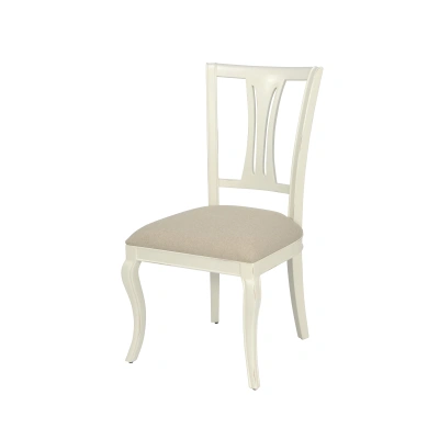 Estila Luxusní provence jídelní židle Deliciosa v bílé barvě s čalouněním 100cm