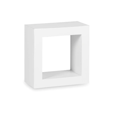 Estila Stylová moderní nástěnná polička Blanc čtvercového tvaru z masivního dřeva mindi bílé barvy 40cm