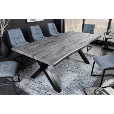 Estila Moderní obdélníkový jídelní stůl Garret ze šedého dřeva s černými kovovými nožičkami 200cm