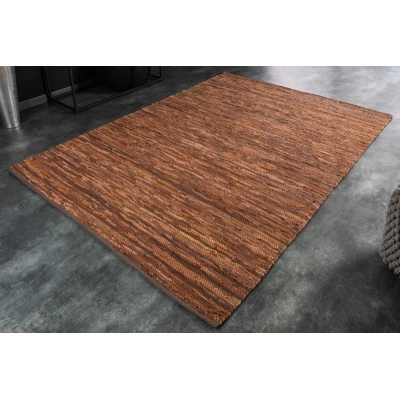 Estila Designový moderní koberec Rhys II obdélníkového tvaru z kůže a konopí hnědé barvy 230cm