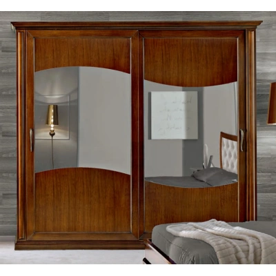 Estila Klasická masivní šatní skříň Carpessio se dvěma posuvnými dveřmi se zrcadly 290cm