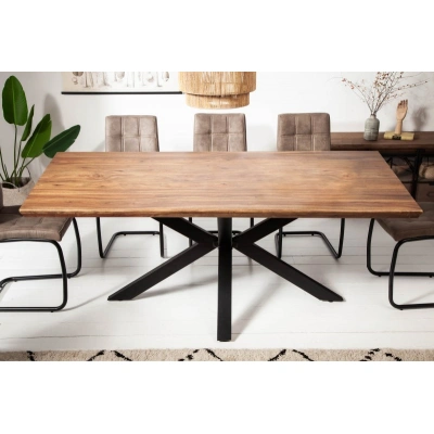 Estila Masivní jídelní stůl Cosmos ze dřeva sheesham hnědé barvy s černýma nohama z kovu 200cm