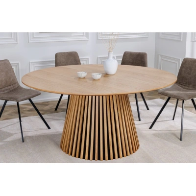 Estila Moderní jídelní stůl Davidson ze dřeva kulatý hnědý dub 120cm
