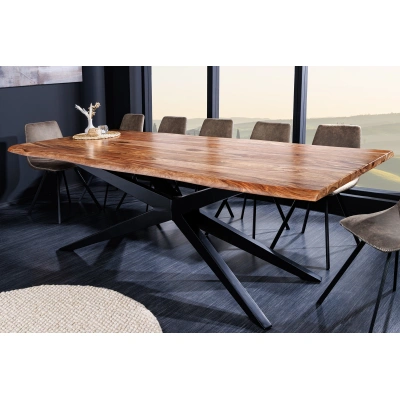 Estila Industriální jídelní stůl Steele Craft ze sheeshamového dřeva s nožičkami ve tvaru hvězdy 240 cm