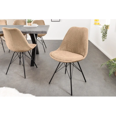 Estila Moderní designová židle Scandinavia se manšestrovým čalouněním v ovesné barvě