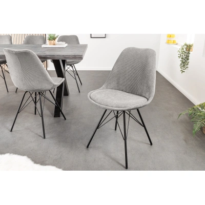 Estila Designová moderní židle Scandinavia s manšestrovým šedým čalouněním