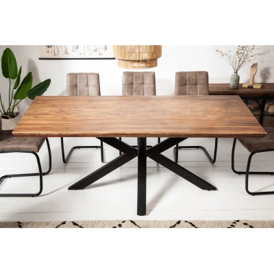 Estila Masivní industriální jídelní stůl Cosmos II ze sheesham dřeva hnědé barvy s černým zkříženýma nohama 180cm
