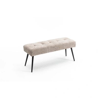 Estila Moderní designová lavice Soreli s buklé čalouněním v šedo béžovém odstínu greige 100 cm