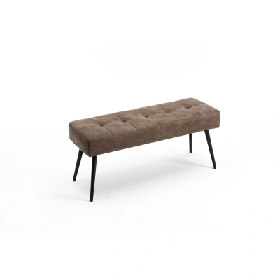 Estila Designová šedě hnědá lavice Soreli s moderním lineárně prošívaným čalouněním 100 cm