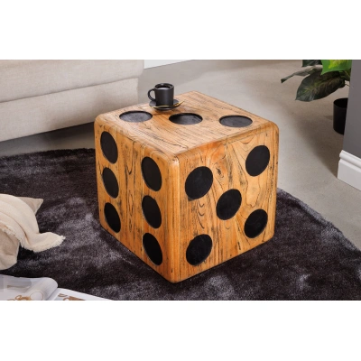 Estila Designový čtvereční příruční stolek ve tvaru kostky Lelio ze dřeva mindi ve světle hnědé barvě 41 cm