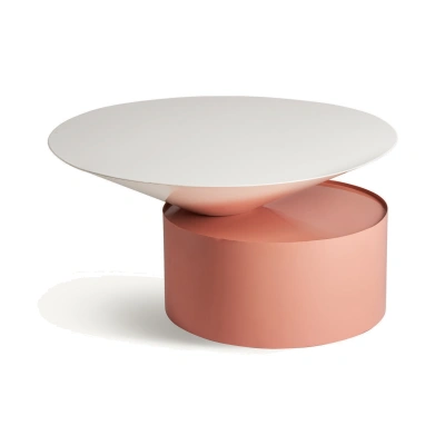 Estila Luxusní art deco konferenční stolek Calla s moderním kruhovým designem bílá růžová 76 cm
