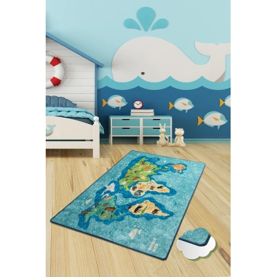 Dětský koberec(100 x 160 cm) MAP modrý