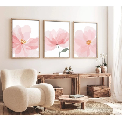 Dekorativní obraz MDF Růžový květ 3 ks